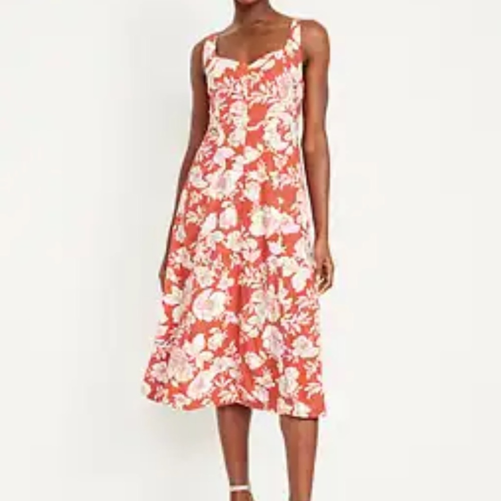 Nwt Old navy fit and flare floral dress midi M cottage core